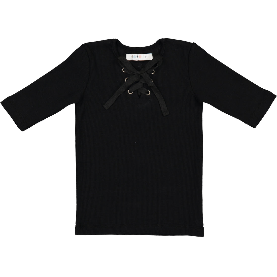 Coco Blanc Black Ribbed 3/4 Criss Cross Tee