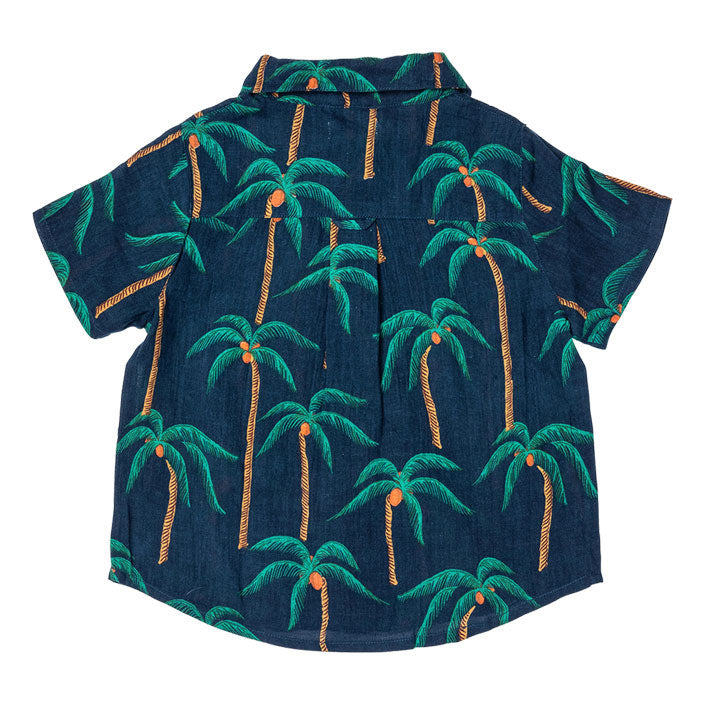 Pink Chicken Baby Jack Shirt - Navy Palm Trees
