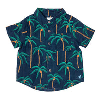 Pink Chicken Baby Jack Shirt - Navy Palm Trees