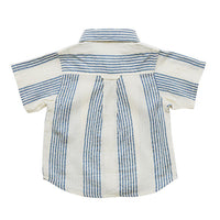 Pink Chicken Antique White/Navy Column Stripe Baby Jack Shirt