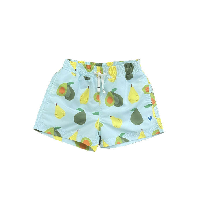 Pink Chicken Wan Blue Avocado Pear Boys Swim Trunk