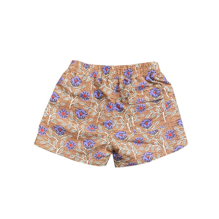Pink Chicken Brown Goa Floral Boys Swim Trunk