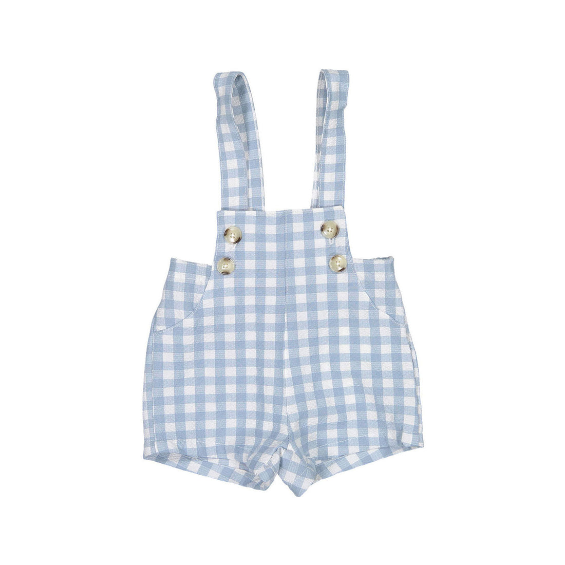 BTW Shorts BTW Blue Gingham Suspender Shorts