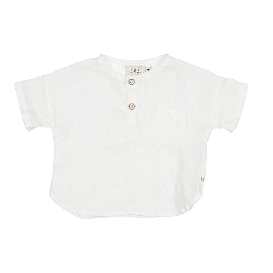 Buho shirts Buho White Pol Linen Baby Shirt