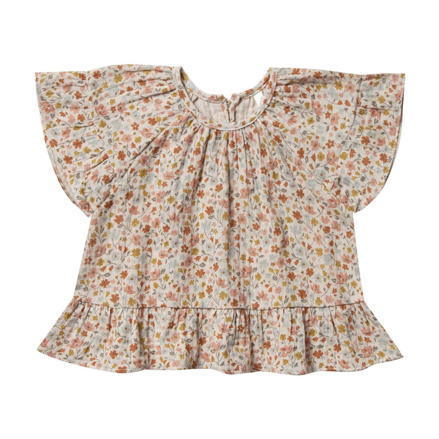 Rylee and Cru Natural Flower Field Butterfly Top