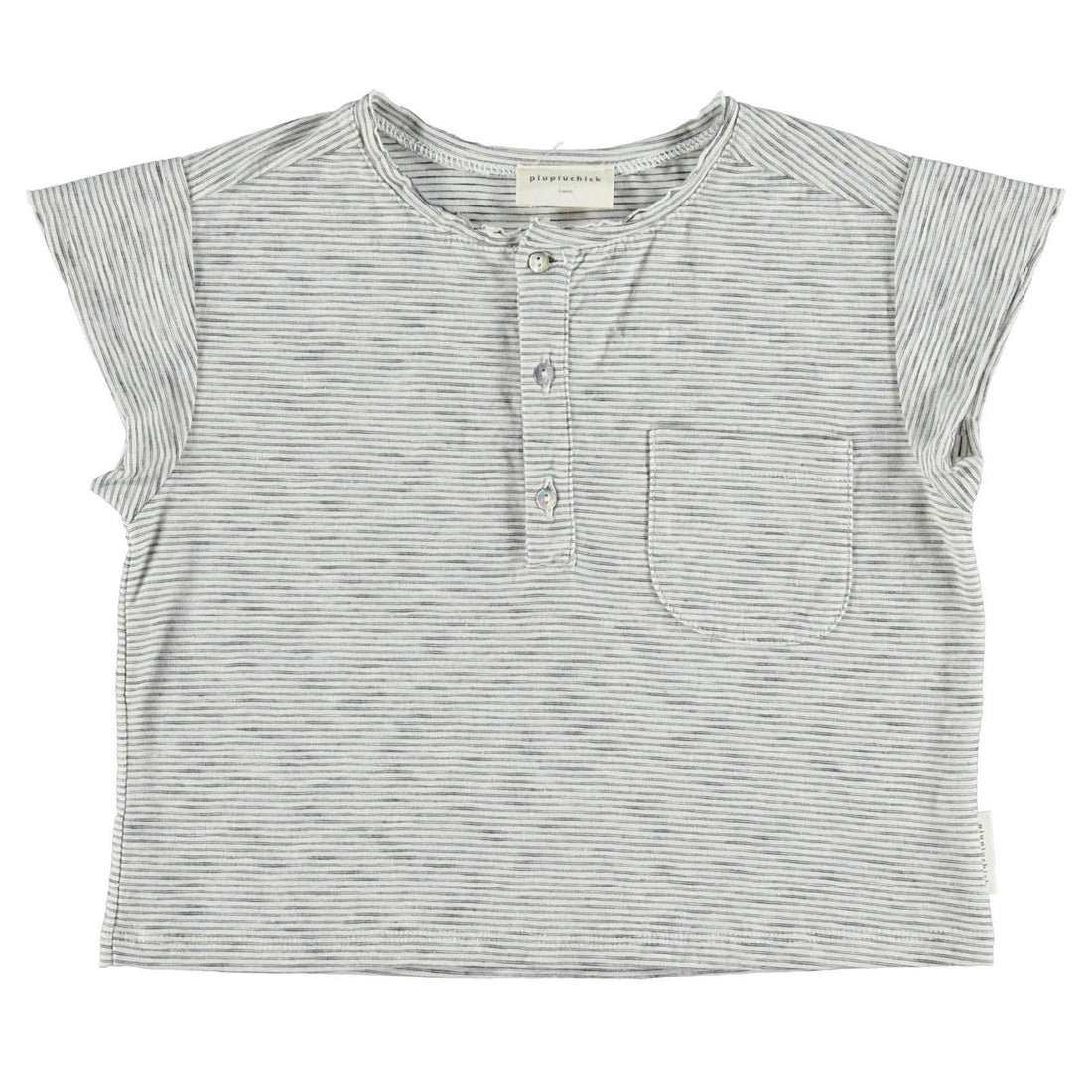 Piupiuchick Off White Striped Buttoned  Tee
