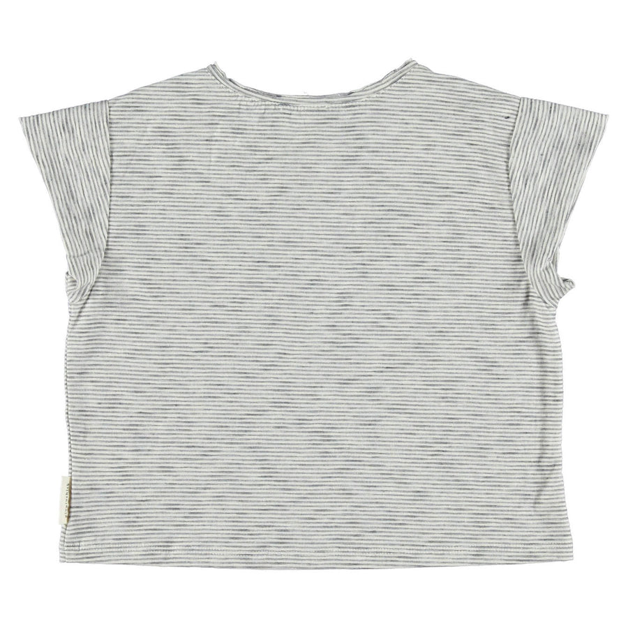 Piupiuchick Off White Striped Buttoned  Tee
