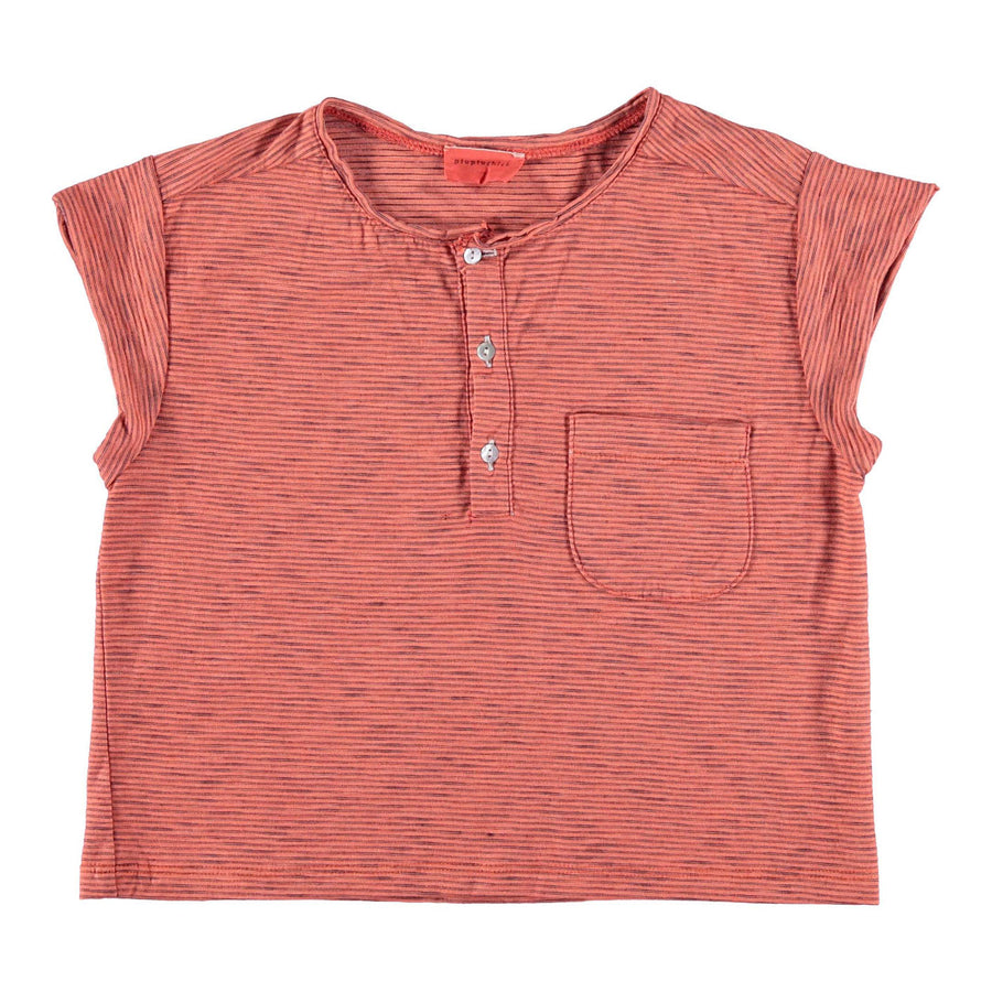Piupiuchick Red Striped Buttoned Tee