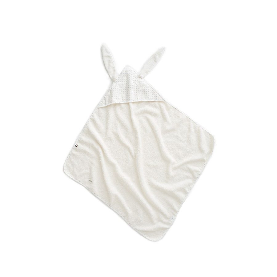 Oeuf White/Indigo Dots Baby Hooded Towel