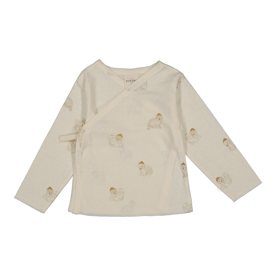 Studio Boheme Off White Ourson Print Lou Wrap Top