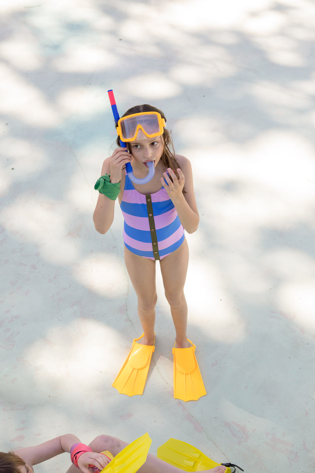 Piupiuchick Lavander Stripe Button Swimsuit