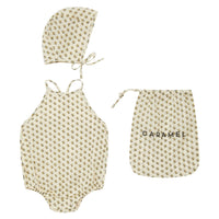Caramel rompers Caramel Posy Dot Print Lavendula Romper + Bonnet