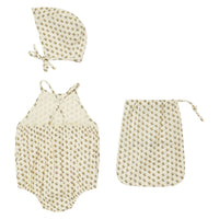 Caramel rompers Caramel Posy Dot Print Lavendula Romper + Bonnet