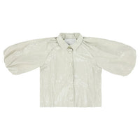 Caroline Bosmans blouses Caroline Bosmans Glossy Natural Bubble Sleeve Blouse