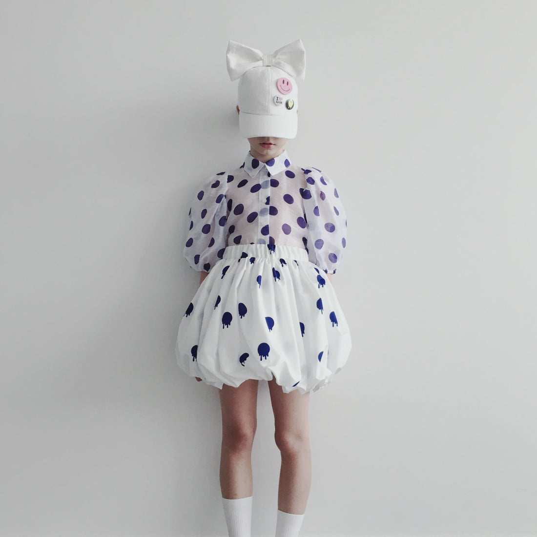 Caroline Bosmans bottoms Caroline Bosmans Drippy Blue Bubble Skirt