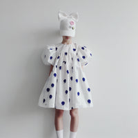 Caroline Bosmans dresses Caroline Bosmans Drippy Blue High Cut Bubble Sleeve Tiered Dress
