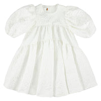 Caroline Bosmans dresses Caroline Bosmans Flower White High Cut Bubble Sleeve Tiered Dress