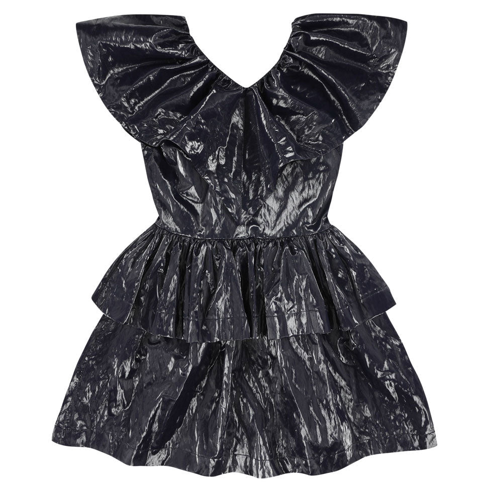 Caroline Bosmans dresses Caroline Bosmans Glossy Navy Peplum Dress
