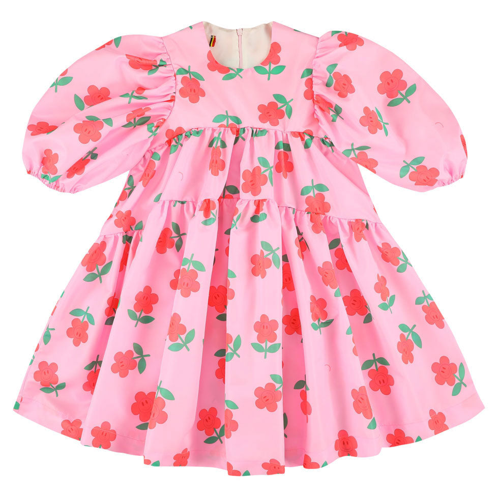 Caroline Bosmans dresses Caroline Bosmans Haha Flower High Cut Bubble Sleeve Tiered Dress