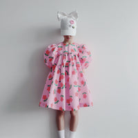 Caroline Bosmans dresses Caroline Bosmans Haha Flower High Cut Bubble Sleeve Tiered Dress