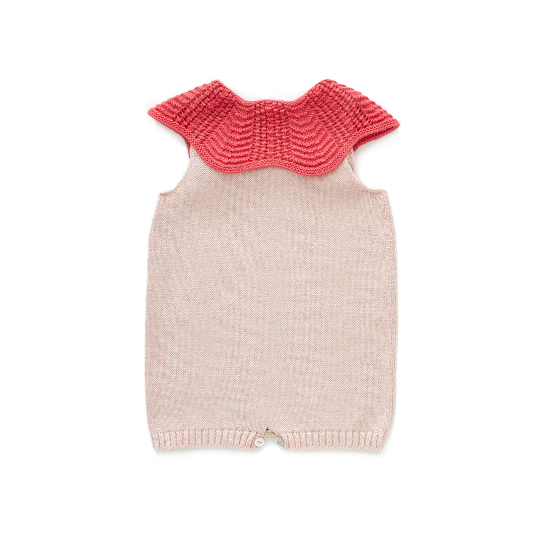 Oeuf Rose Red Scalloped Collar Romper