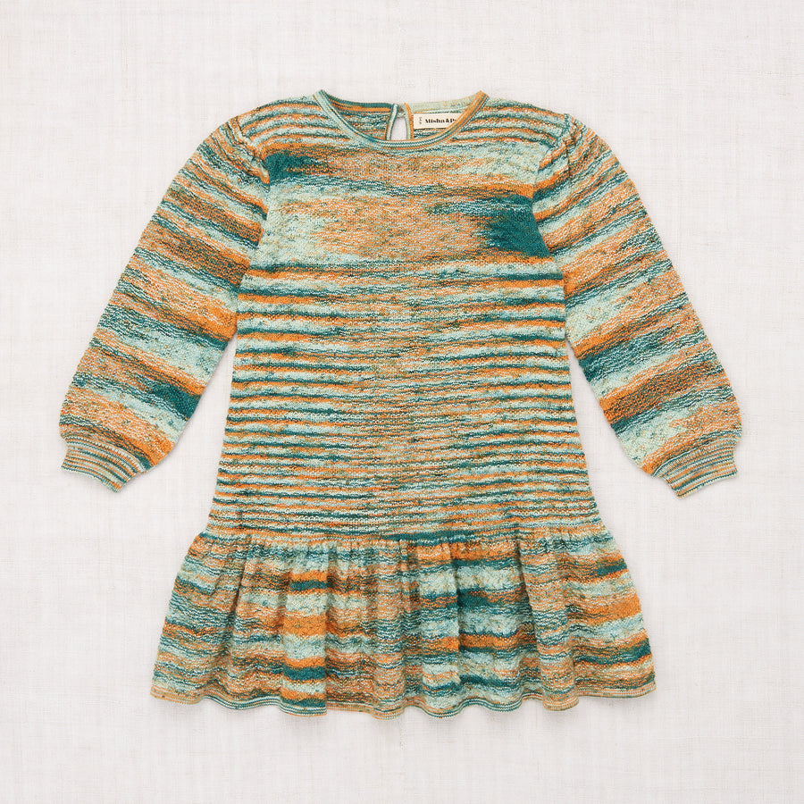 Misha and Puff Chevron Peplum Dress - Peacock Space Dye