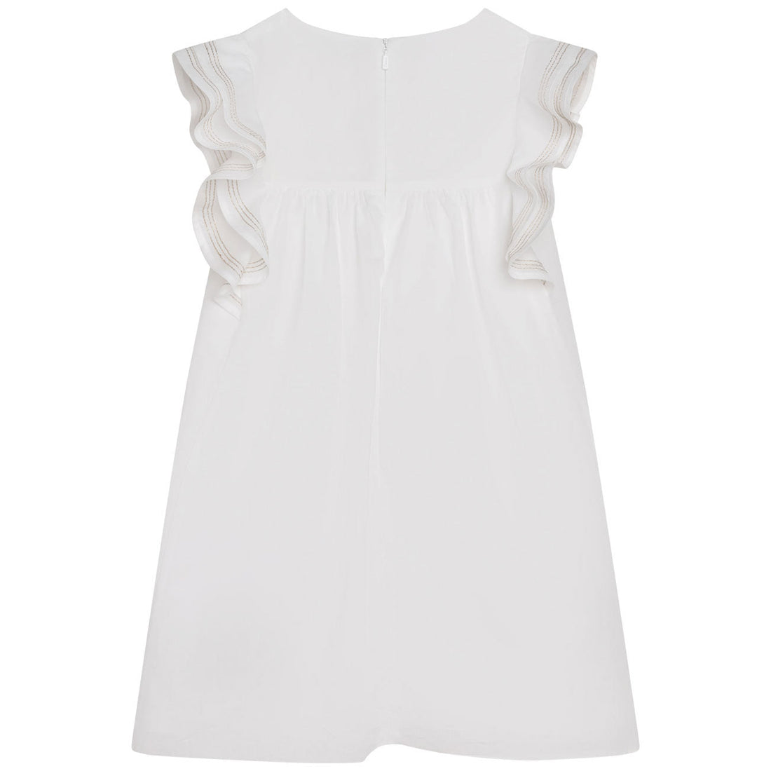 Chloe dresses Chloe Cream Topstitch Ruffle Dress