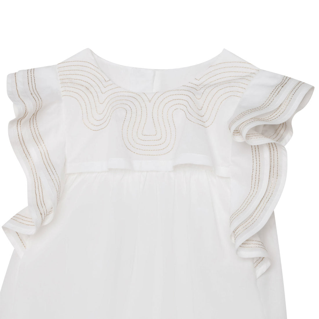 Chloe dresses Chloe Cream Topstitch Ruffle Dress