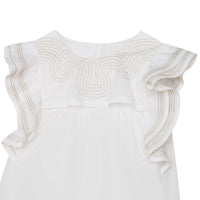 Chloe dresses Chloe Cream Topstitch Ruffle Dress