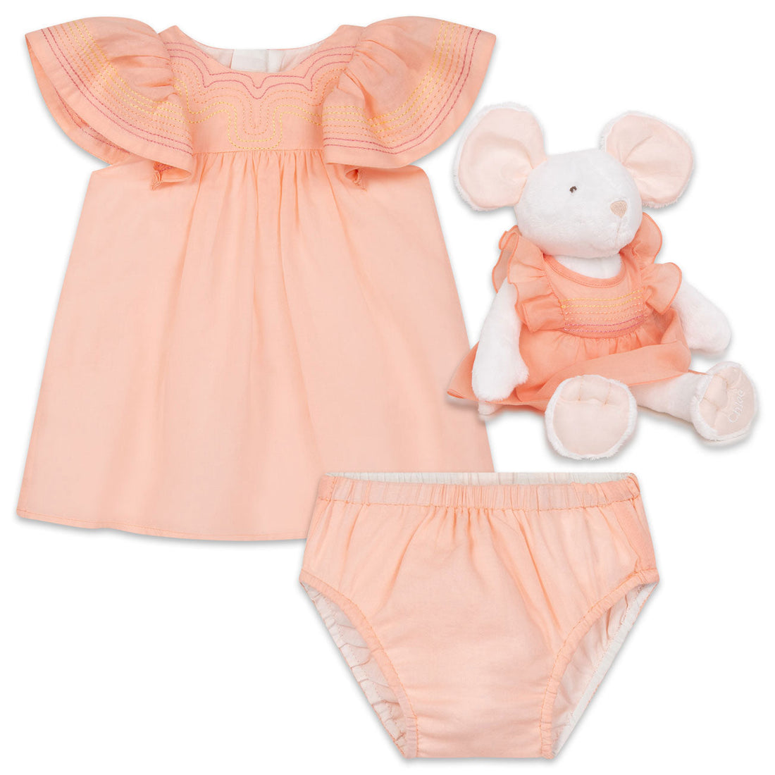 Chloe dresses Chloe Papaya Cotton Voile Baby Dress + Toy