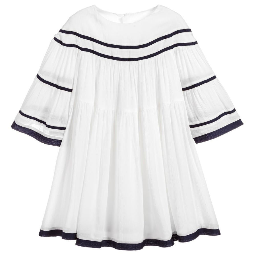 Chloe Off White Crepe Tiered Dress