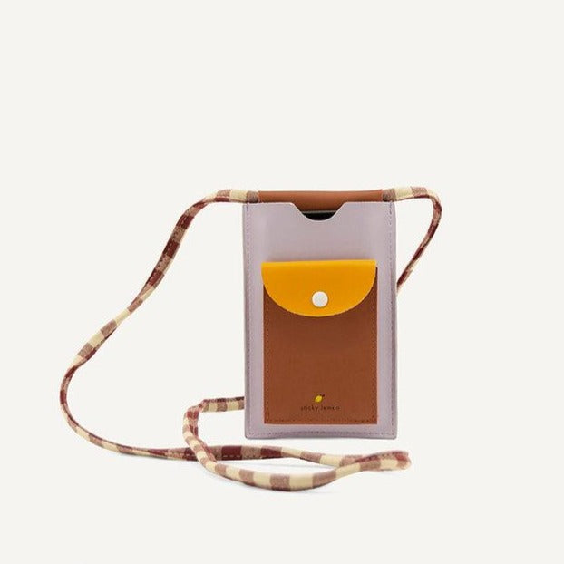 Sticky Lemon Chocolate Sundae/Daisy Yellow/Mauve Lilac Gingham Phone Pouch