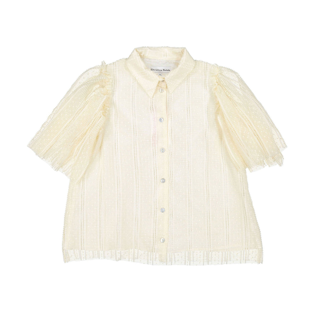 Christina Rohde blouses Christina Rohde Ivory Pleated Floral Blouse