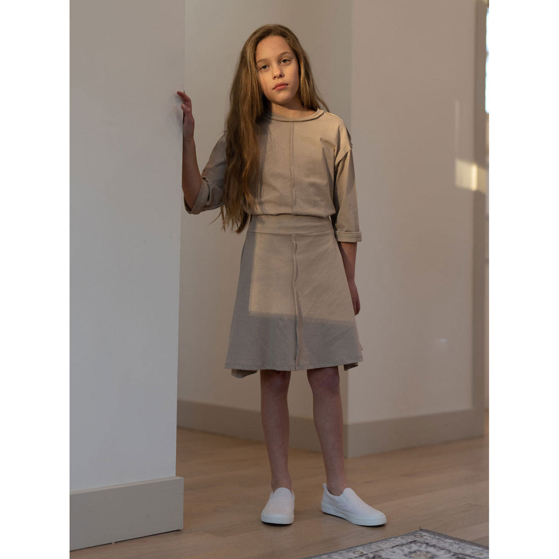 Coco Blanc bottoms Coco Blanc Taupe Cotton Circle Skirt