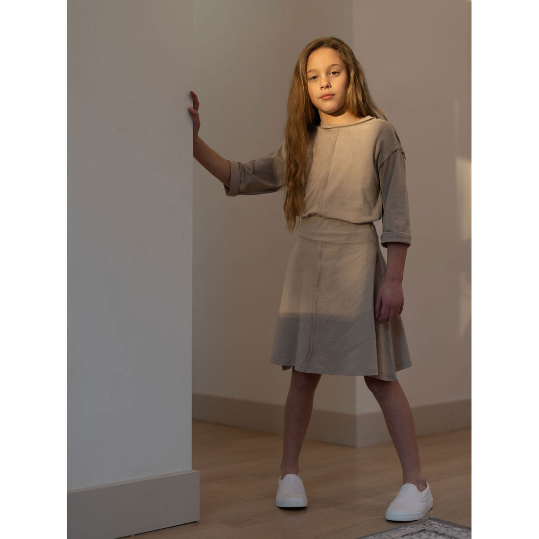 Coco Blanc bottoms Coco Blanc Taupe Cotton Circle Skirt