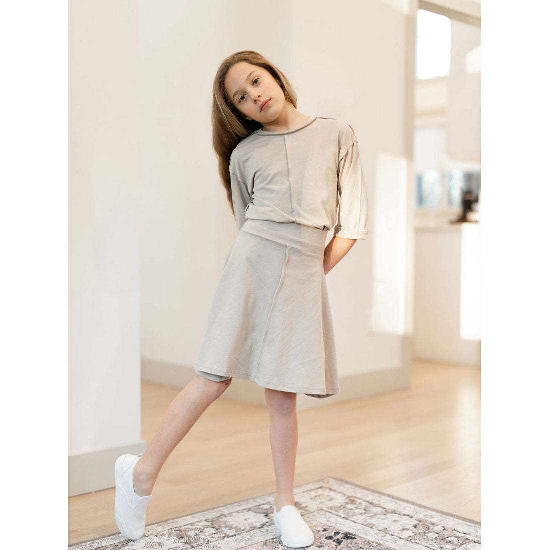 Coco Blanc bottoms Coco Blanc Taupe Cotton Circle Skirt