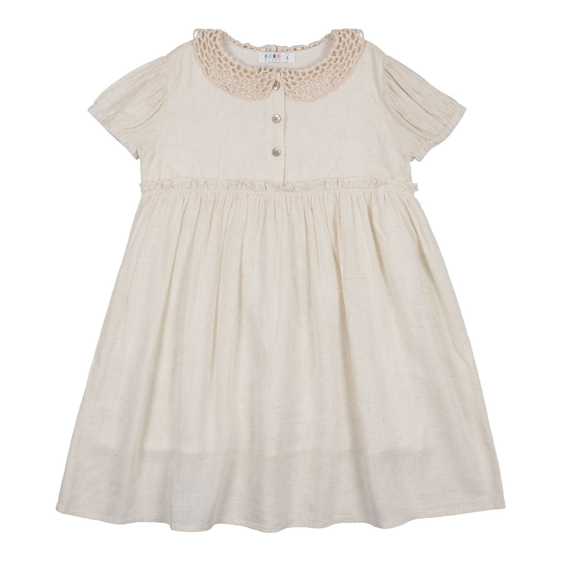 Coco Blanc dresses Coco Blanc Flaxy Oat Crochet Collar Dress