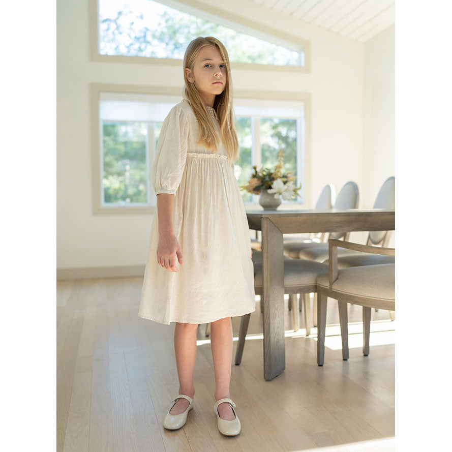 Coco Blanc dresses Coco Blanc Flaxy Oat Crochet Collar Dress