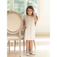 Coco Blanc dresses Coco Blanc Flaxy Oat Crochet Collar Dress