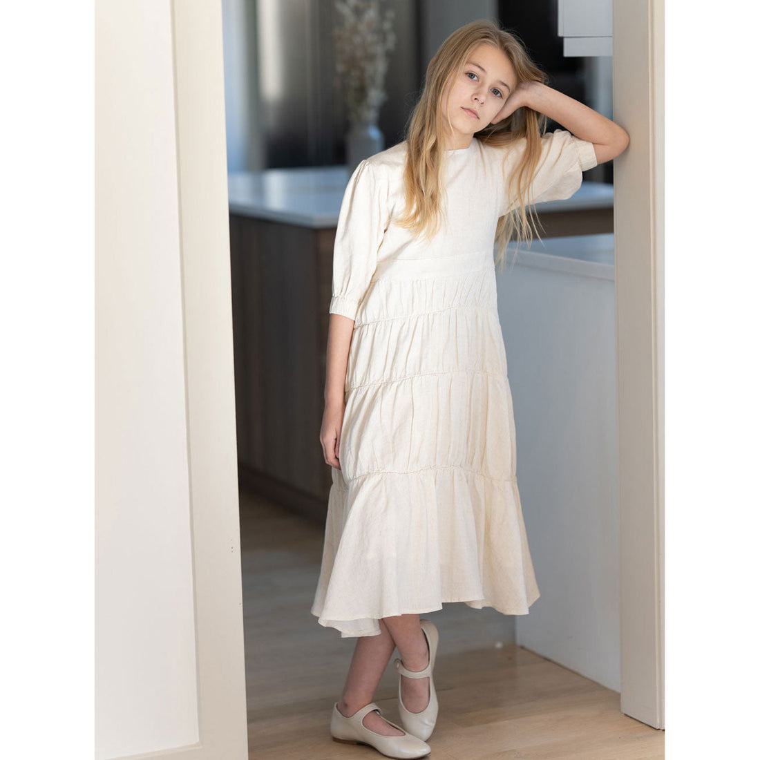 Coco Blanc dresses Coco Blanc Flaxy Oat Flowy Linen Dress