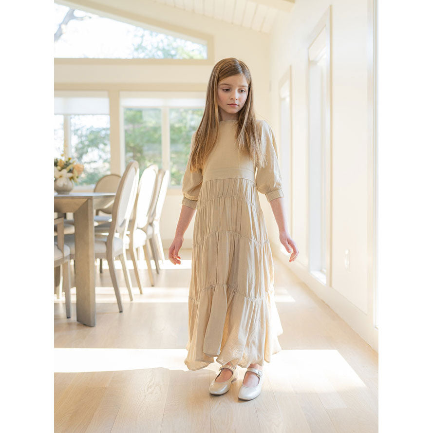 Coco Blanc Tan Flowy Linen Dress Coco Blanc Tan Flowy Linen Dress