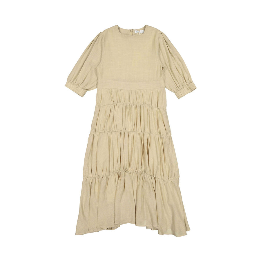 Coco Blanc dresses Coco Blanc Tan Flowy Linen Dress