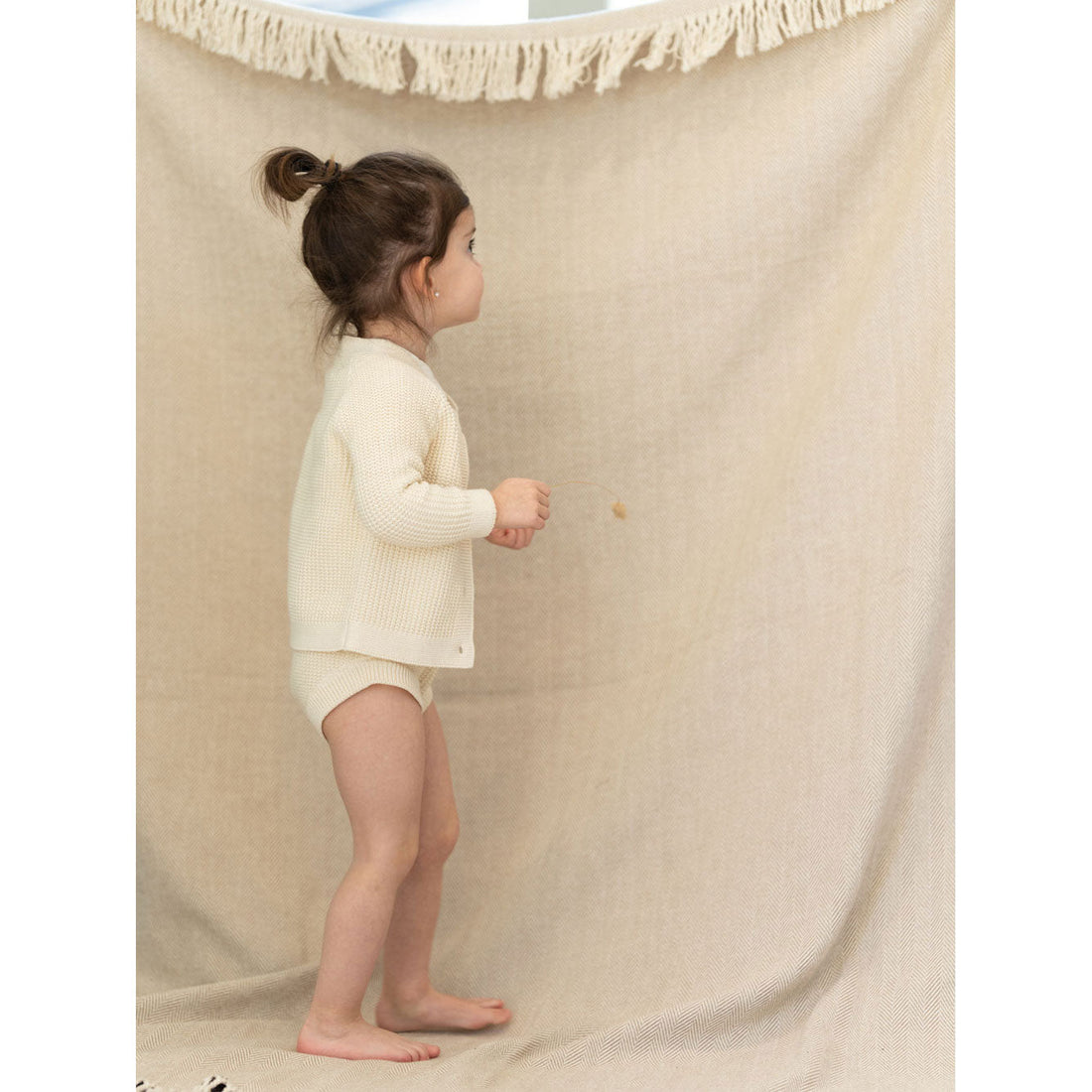 Coco Blanc knitwear Coco Blanc Antique White Baby Knit Cardigan