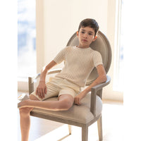 Coco Blanc knitwear Coco Blanc Antique White Knit Pointelle Sweater