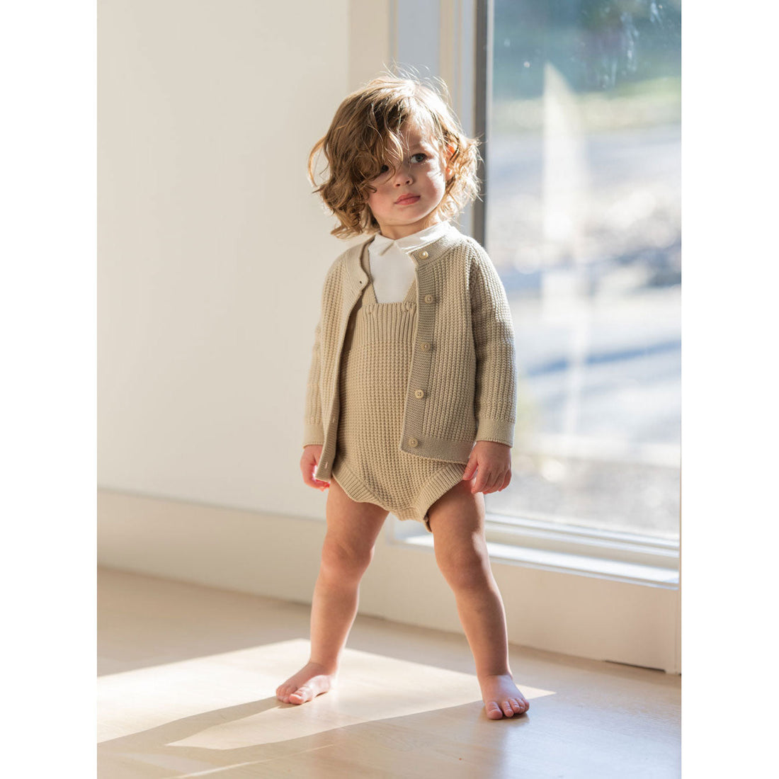 Coco Blanc knitwear Coco Blanc Taupe Baby Knit Cardigan