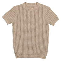 Coco Blanc knitwear Coco Blanc Taupe Knit Pointelle Sweater