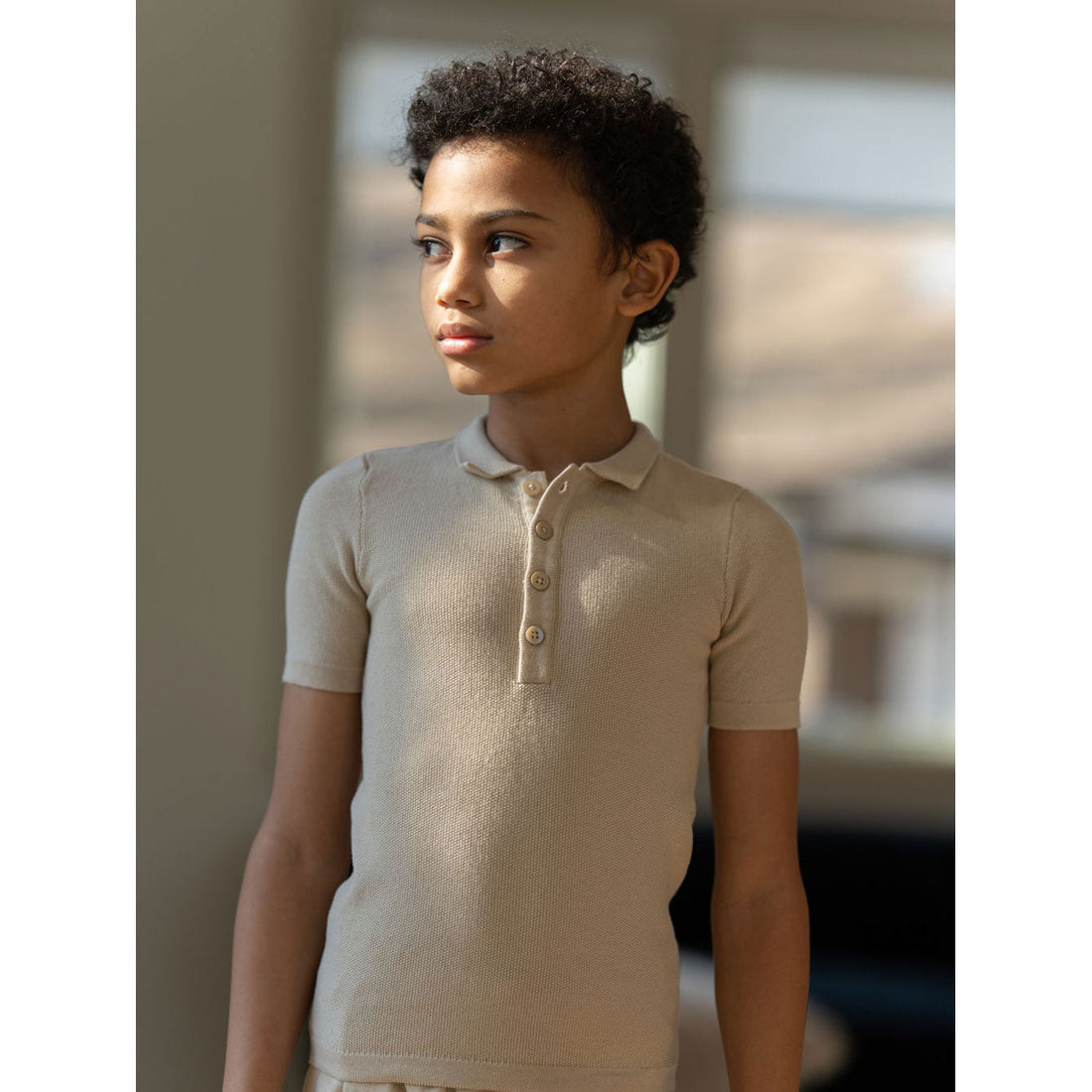 Coco Blanc knitwear Coco Blanc Taupe Knit Polo