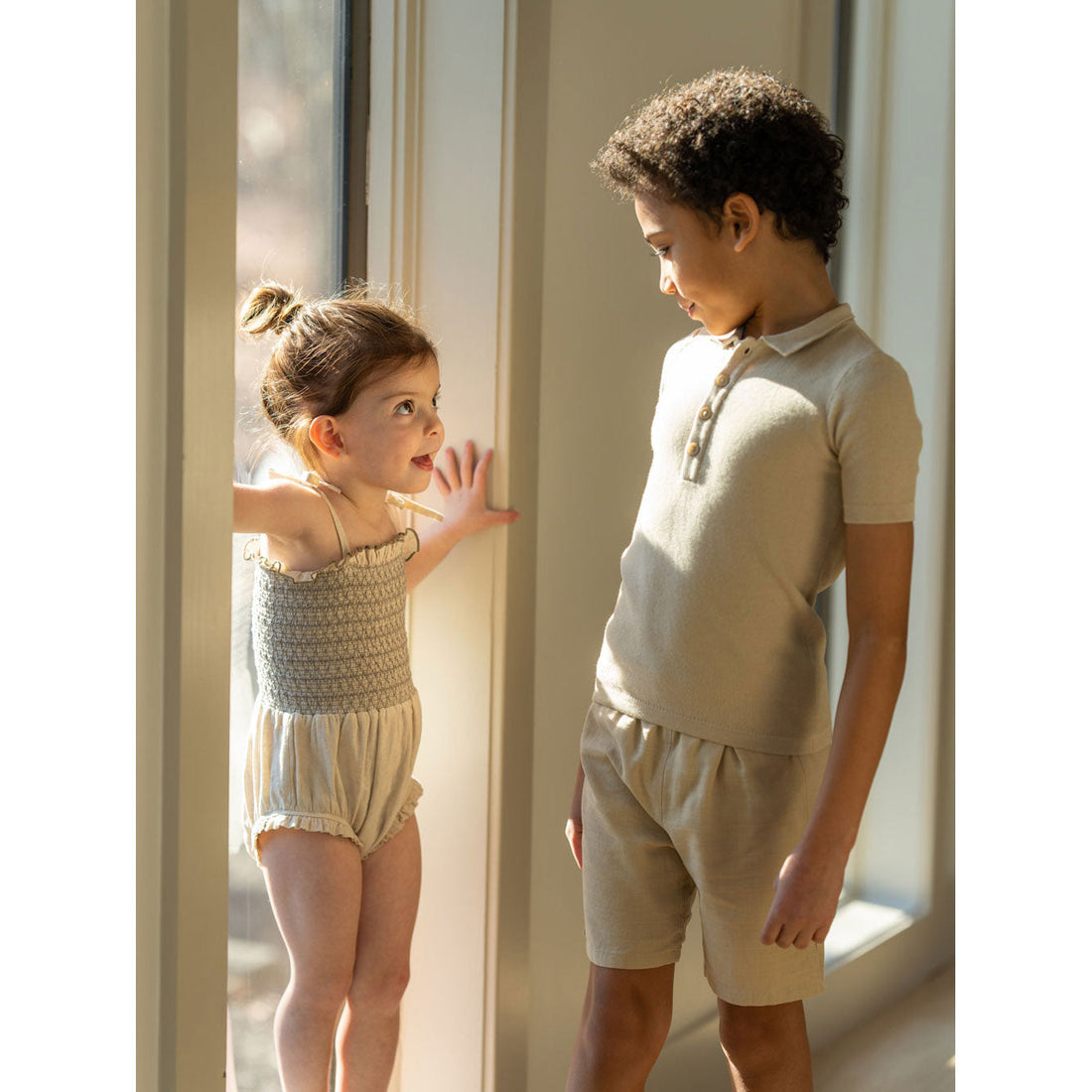 Coco Blanc knitwear Coco Blanc Taupe Knit Polo