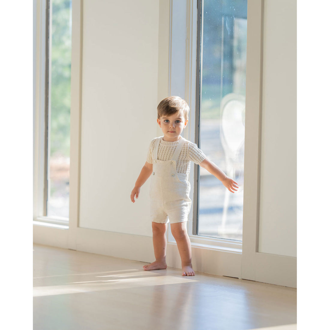 Coco Blanc rompers Coco Blanc Flaxy Oat Boys Linen Romper