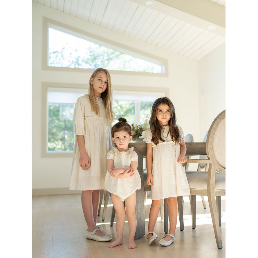 Coco Blanc rompers Coco Blanc Flaxy Oat Crochet Collar Romper